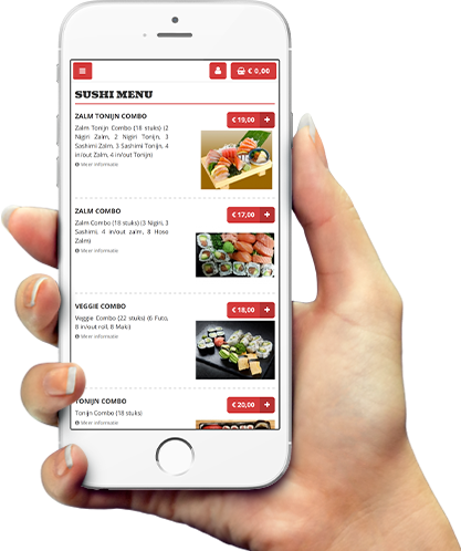 Voorbeeld van onze app op smartphone